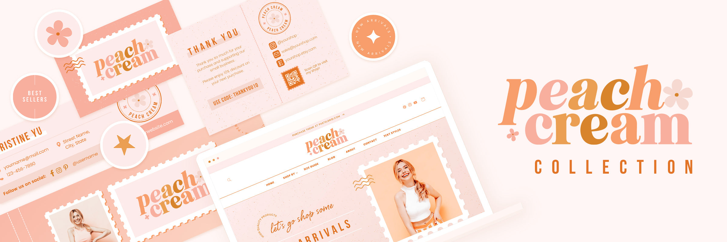 Peach Cream – Pastel Grid